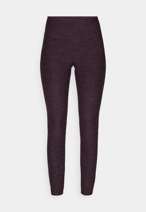 Tamsiai purpurinės heather audinio leggingai su aukštu juosmeniu ir prigludusiu dizainu, pasižymintys lygiu, tampriu tekstūru.