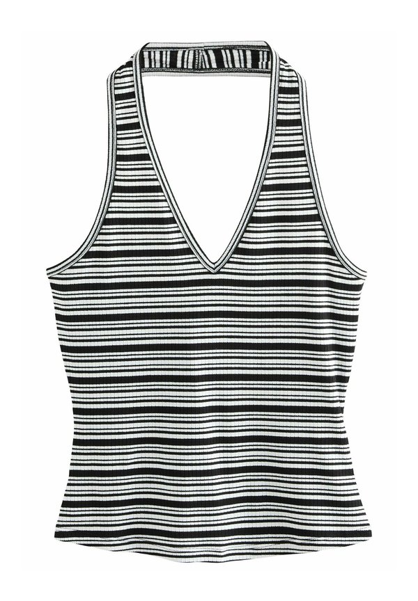 STRIPED HALTER NECK - Top - monochrome