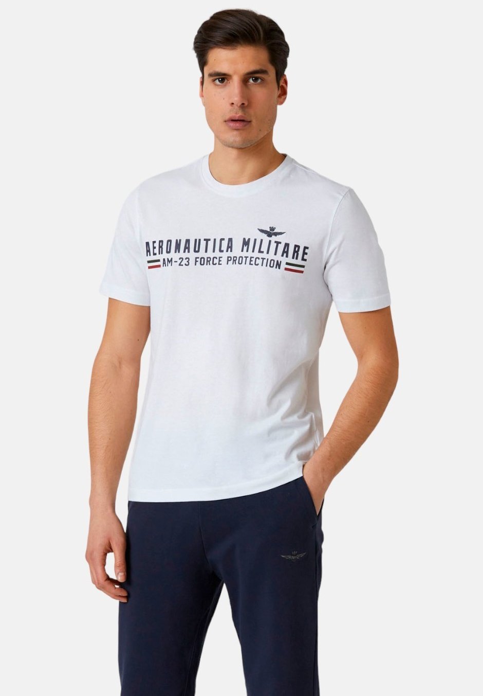 T-shirt Uomo Aeronautica Militare - Grigia, Cotone, Maniche Corte, Scollo A V, Stampe Logo