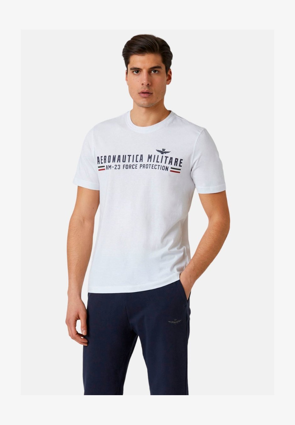 T-shirt Uomo Aeronautica Militare - Grigia, Cotone, Maniche Corte, Scollo A V, Stampe Logo