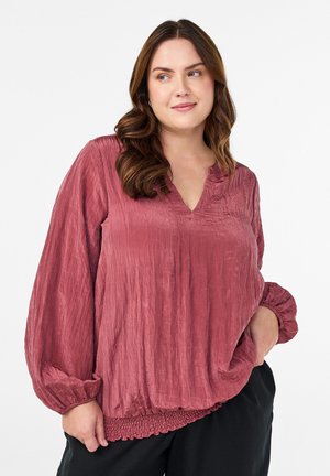 MIT V-AUSSCHNITT UND CRINKLE-STRUKTUR - Bluse - roan rouge