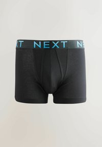 Boxer shorts negros hechos de un tejido suave con un diseño ajustado. Presentan una ancha cinturilla negra con el logo azul "NEXT" y un soporte en la bolsa.