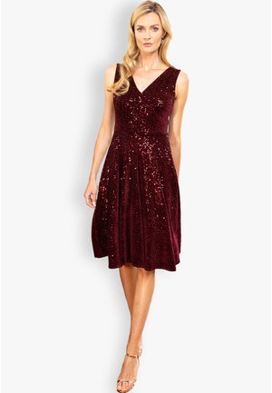 V NECK FIT N FLARE - Juhlamekko - wine