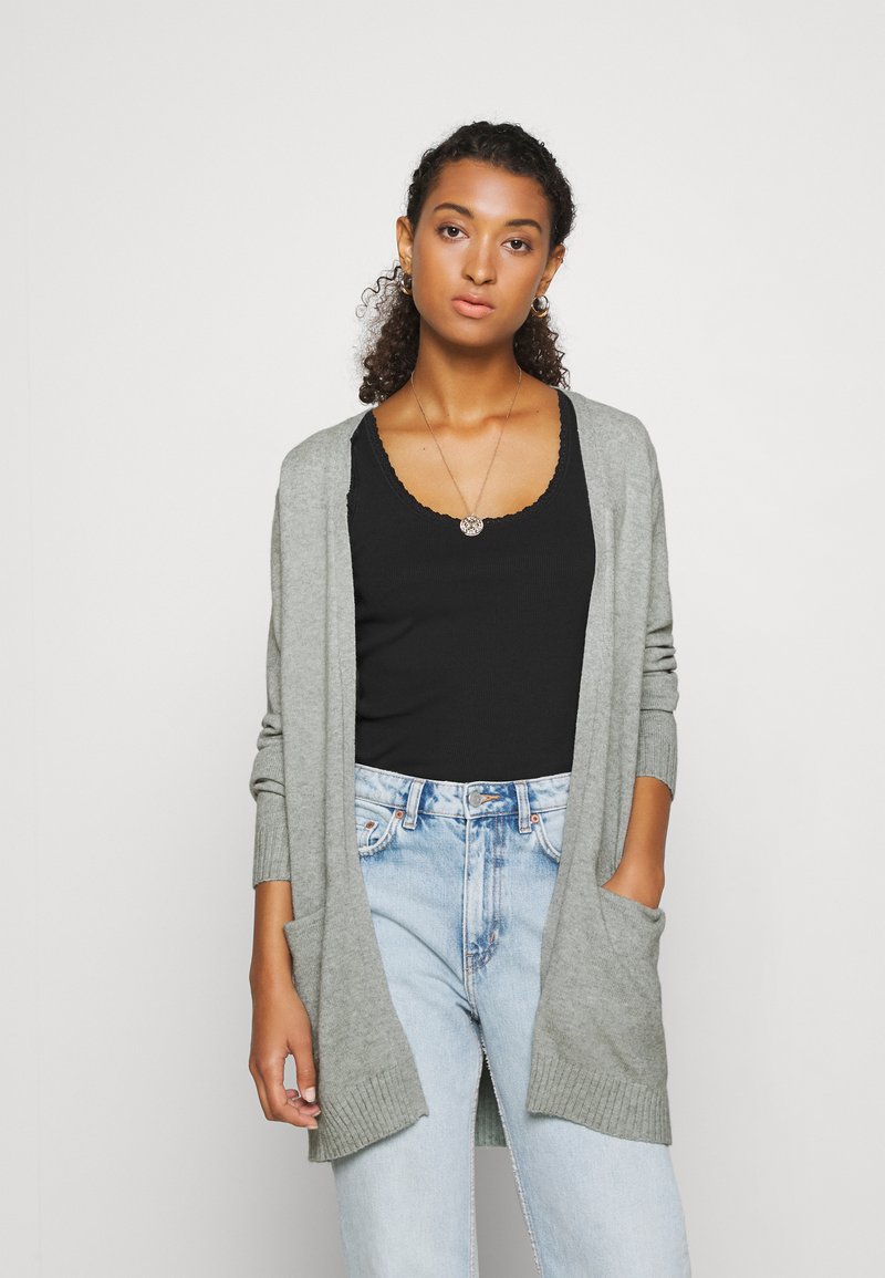 VILA VIRIL OPEN CARDIGAN - Cardigan - green milieu melange