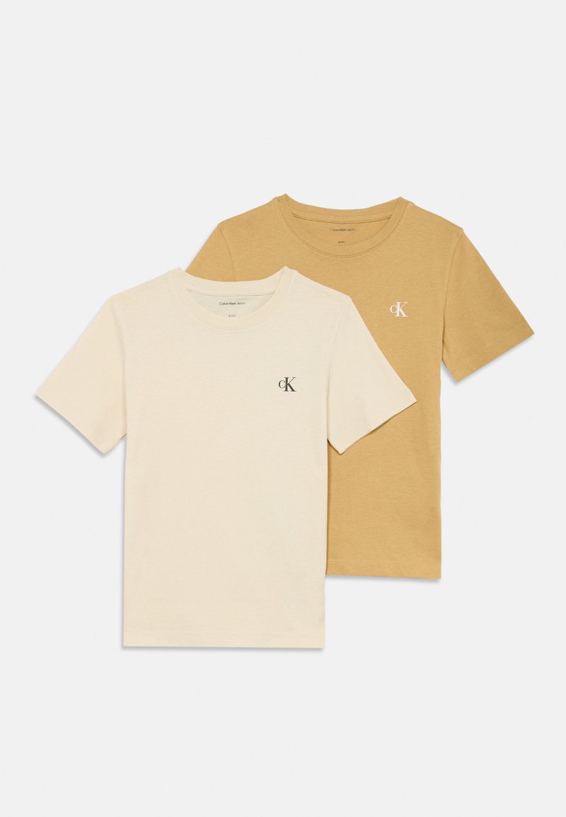 Calvin Klein Jeans MONOGRAM 2 PACK UNISEX - T-shirt basic - sandy beige ...