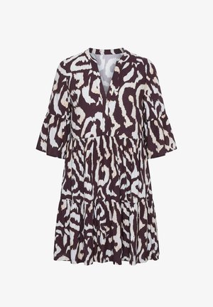 Studio Untold, KLEID, KURZE A-LINE, PRINT, VOLANTS - Freizeitkleid - chocolate
