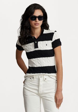 SHORT SLEEVE - Polo - cream/black