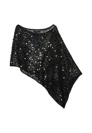 Stradivarius, SEQUIN KNIT CAPE - Cape - black
