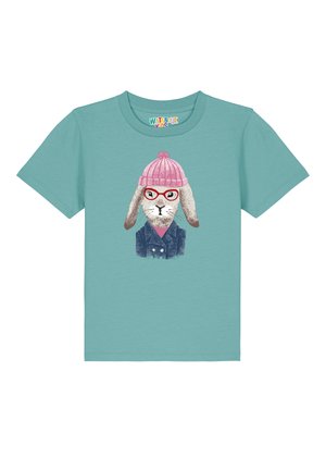 HASE  - T-Shirt print - teal monstera