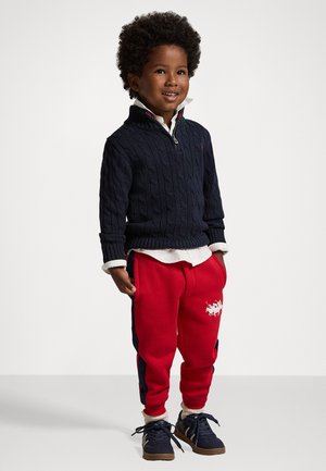CABLE KNIT COTTON QUARTER-ZIP JUMPER - Pullover - navy