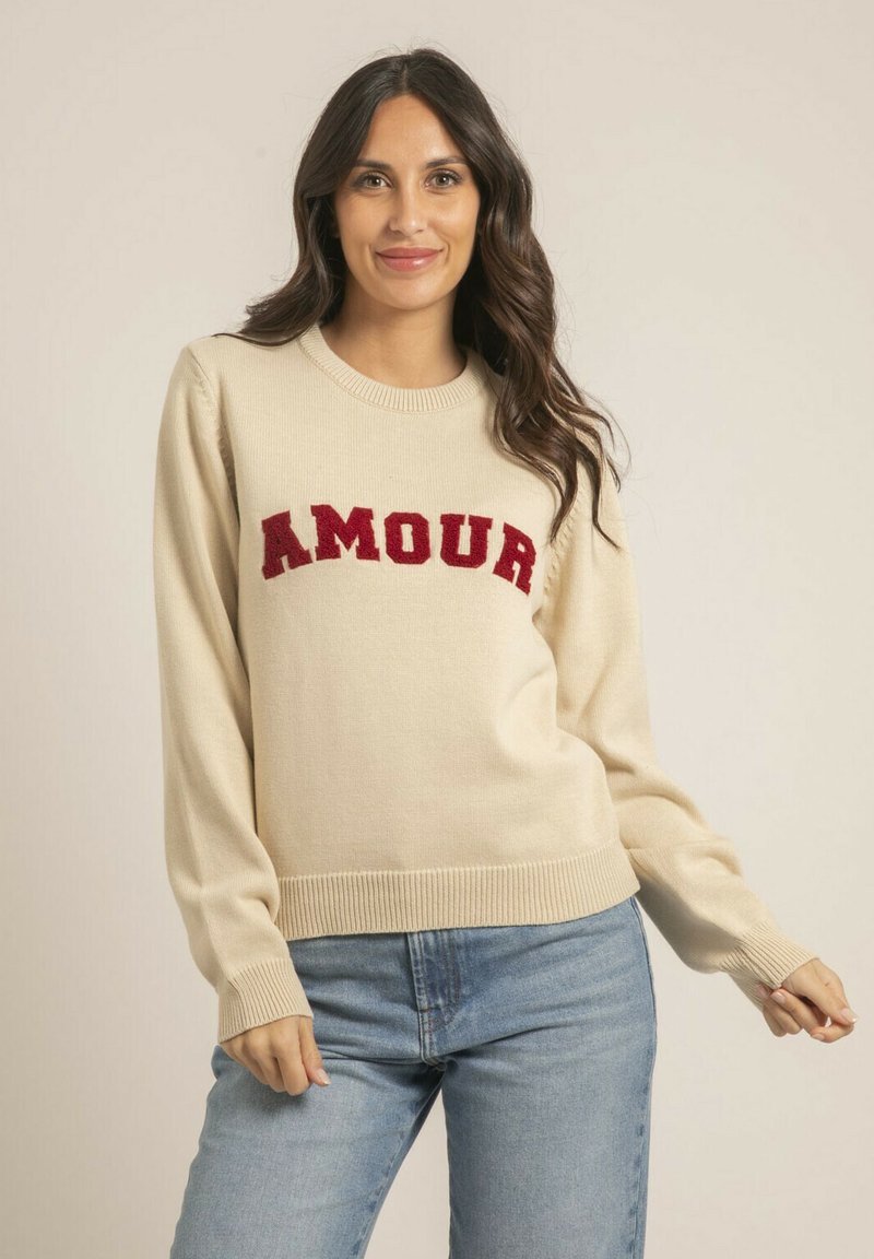Dona x Lisa COL ROND PUR MESSAGE KOURI - Pullover - beige