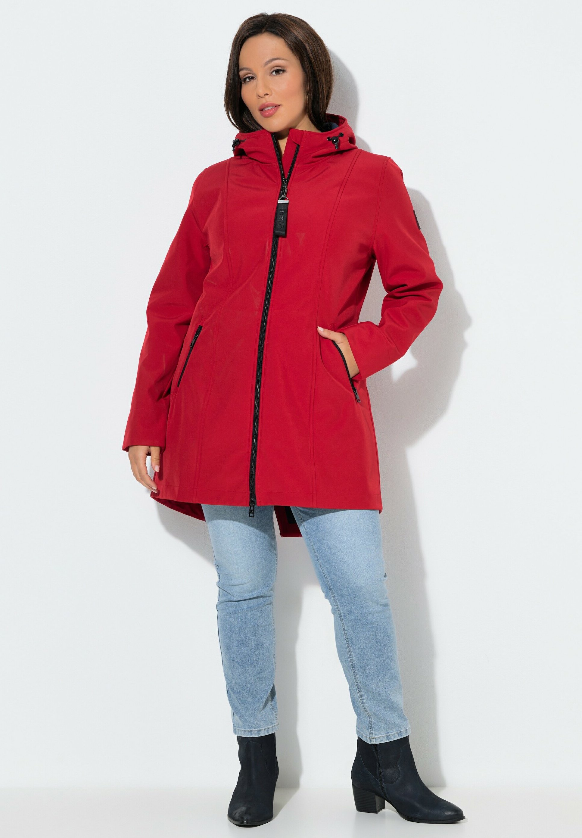 Ulla Popken Hyprar Softshell-longjacke,Wasserabweisend,Kapuze ladies