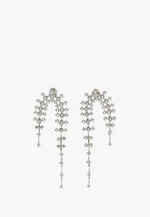 Massimo Dutti, RHINESTONE WATERFALL EARRINGS - Ohrringe - silver-coloured