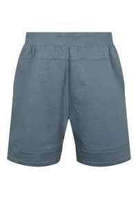 Grijze katoenen shorts met een elastische tailleband, voorzien van een zachte textuur, gestikte details en een eenvoudige, relaxte uitstraling.