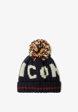 WITH POM POM - Kootud müts - navy