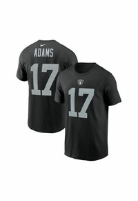 Schwarzes T-Shirt mit kurzen Ärmeln, runder Halslinie, dem Spielernamen "ADAMS" und der Nummer "17" in hellgrau auf dem Rücken sowie dem Teamlogo auf der Vorderseite.