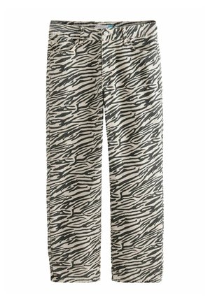 Straight-leg jeans med zebra-tryk i sort og hvid design, lavet af bomuld med en blød tekstur og traditionel fem-lomme stil.
