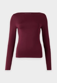 Long-Sleeve Sculpt Matte Fabric Tuckable Slash Top - Tops ar garām piedurknēm - windsor wine