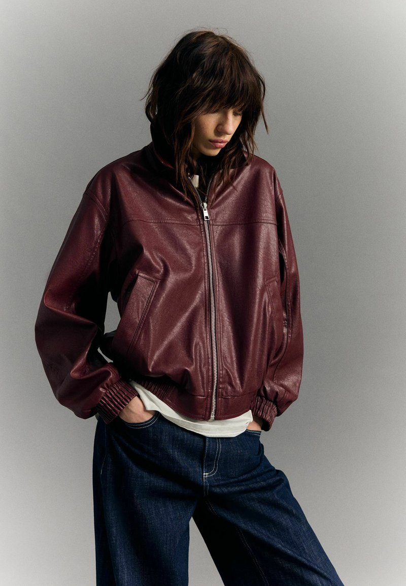 Bershka - Bomber Jacket - dark red, Enlarge