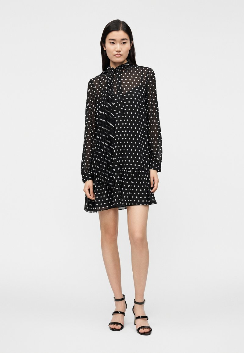 MICHAEL Michael Kors DOT PLEAT BOW DRESS - Day dress - black/white/black -  Zalando.co.uk