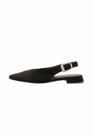 Friends Like These, POINTED TOE SLINGBACK LOW BLOCK HEEL FLAT BALLERINA SHOES - Riemchenballerina - black