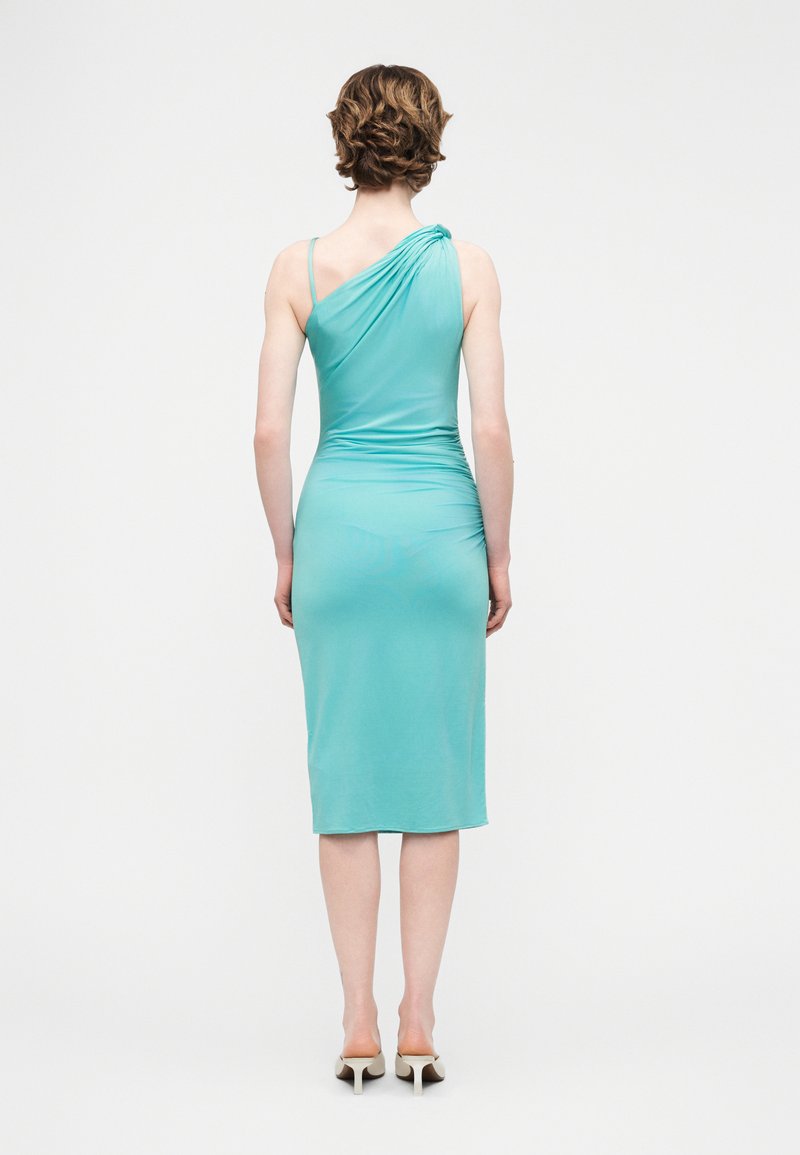 strapless open back dress Dazzling One Shoulder Maxi Dress in Navy main image 1