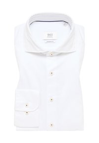 Witte dress shirt, moderne pasvorm, met een spread collar en knoopsluiting. Enkelvoudige knoopmanchet met een zak, van soepel katoen.