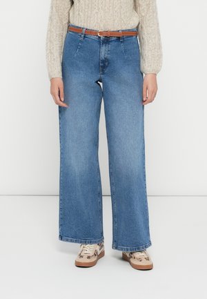 ONLMADISON WIDE LEG BELT - Široké nohavice - medium blue denim