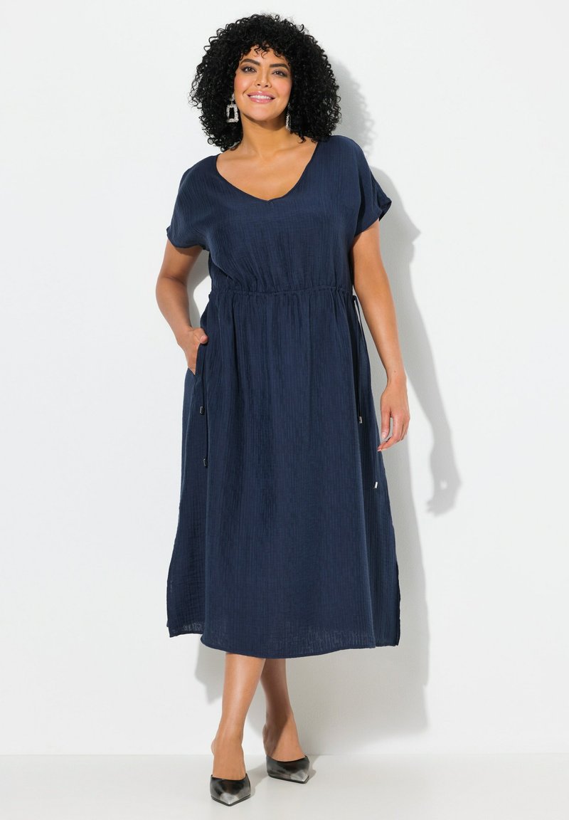 Ulla Popken DRAWSTRING V-NECK DRESS - Jurk - universe