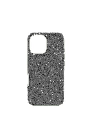 Black speckled phone case with a textured finish, featuring a cutout for the camera and button openings on the side.