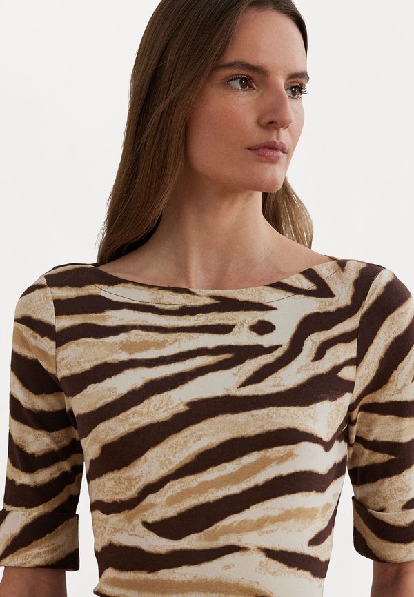 Zebra Print Stretch Cotton Boatneck Tee - Print T-shirt4