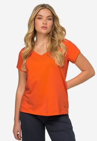 LAURASØN KLEINER KNOTEN V-AUSSCHNITT HALBARM - T-shirt basic - bright orange