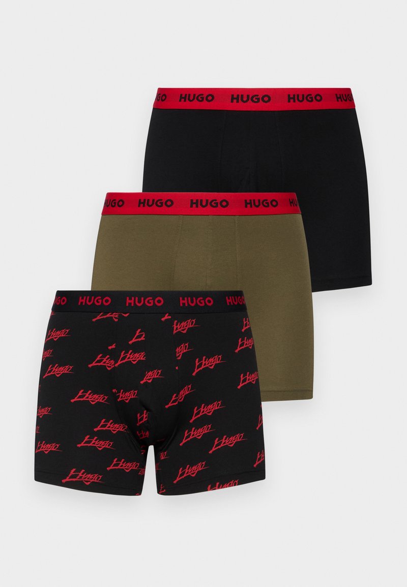 HUGO BOXER 3 PACK - Kurze Boxershorts - black/khaki/red/schwarz - Zalando