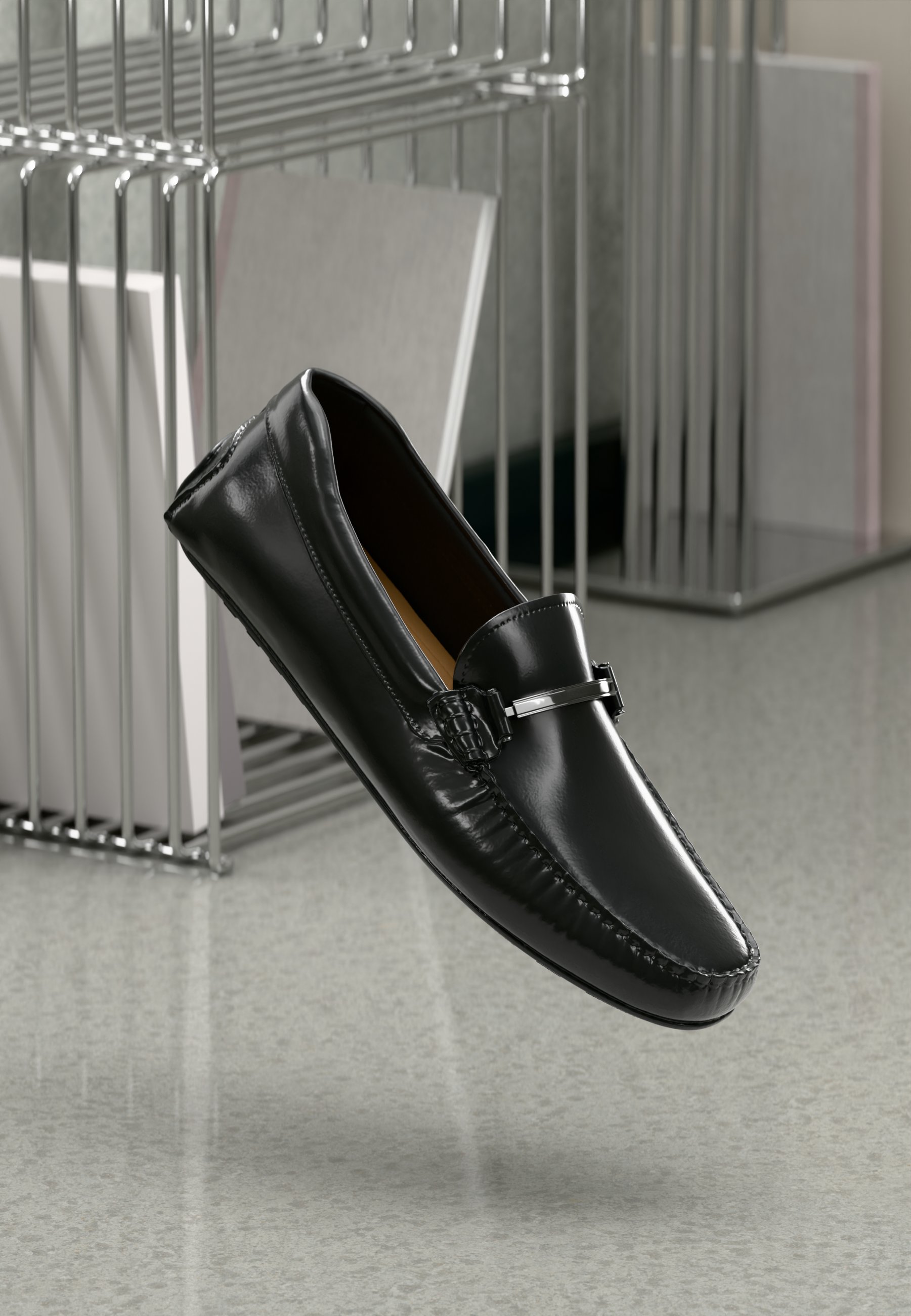 Hugo Boss Noel Mocc Men\'s 8 Loafer Leather Slip On Dress Shoes Moccasins Black Mens Boss Noel Shoes In Black | Soletrader main image 3