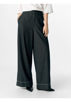 GESTREIFTE - Wide leg - black denim