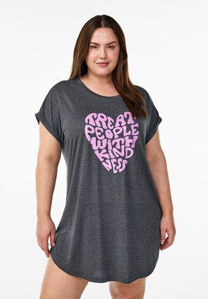 Zizzi Nightie - black mel kindness