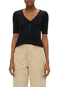 QS MIT STRUKTUR - T-shirt basic - schwarz