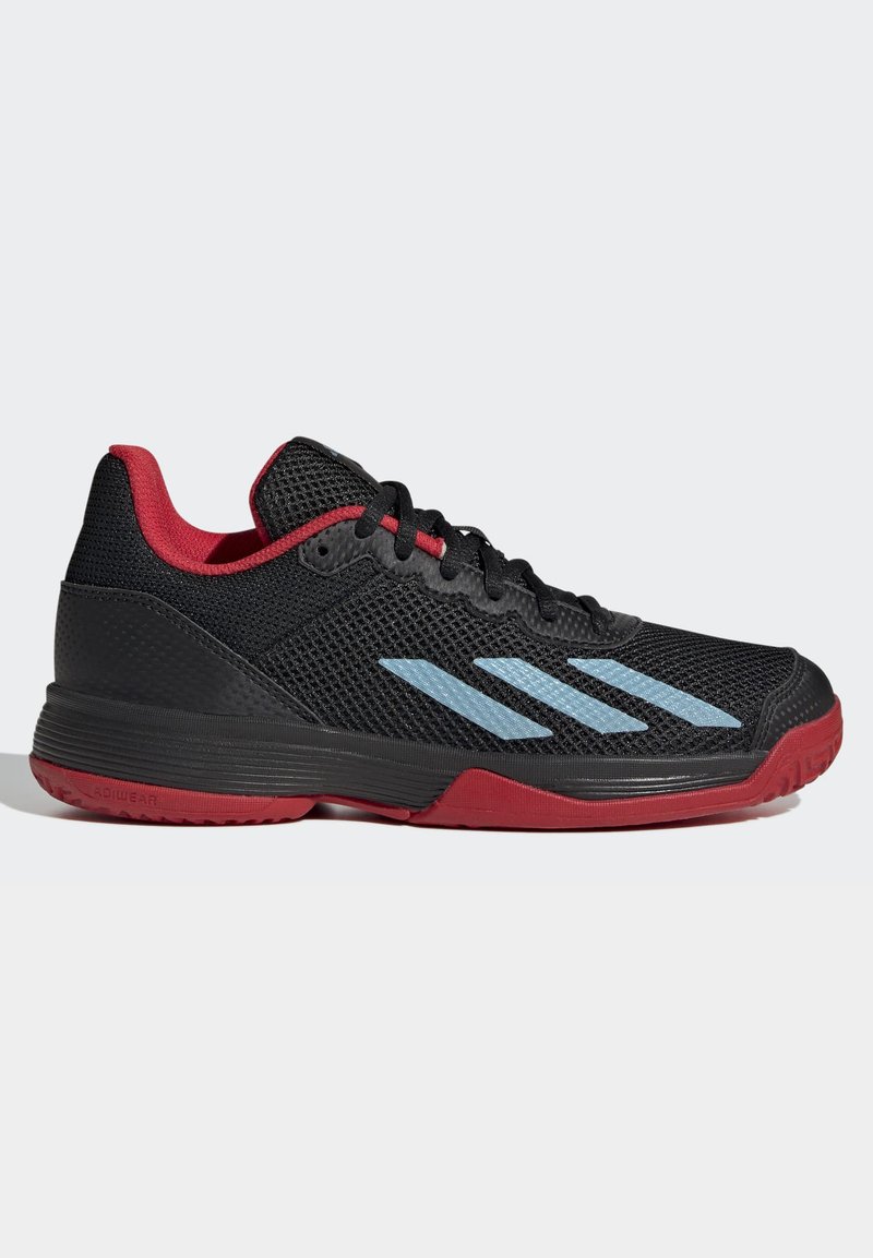 adidas men's courtflash tennis shoes core black and solar red