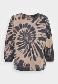 Tie-dye sweatshirt i beige och svart, med ett spiralmönster, långa ärmar, rund halsringning och ribbade mudd för en bekväm passform.