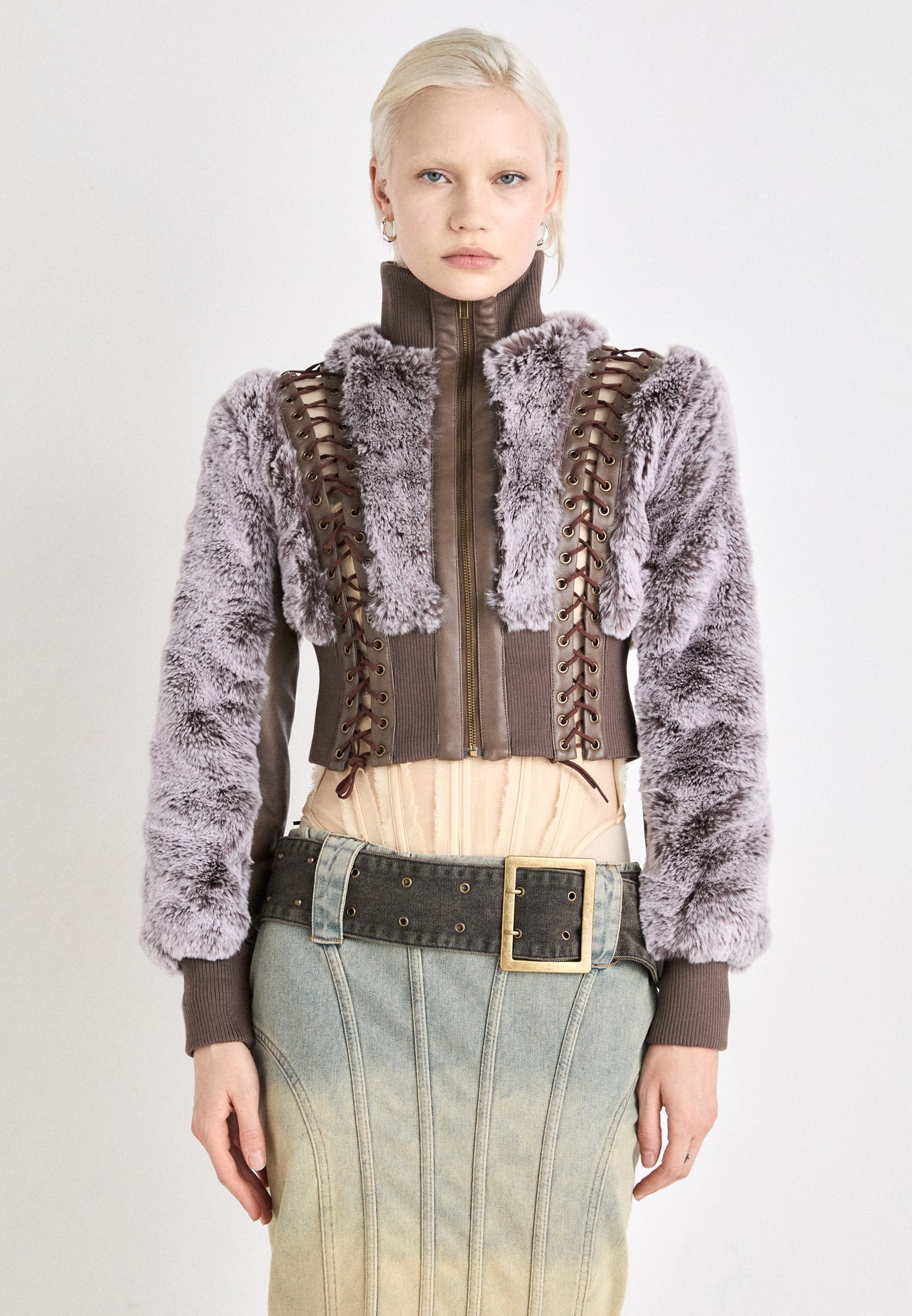 Jaded London ZIP UP JACKET - Faux leather jacket - brown