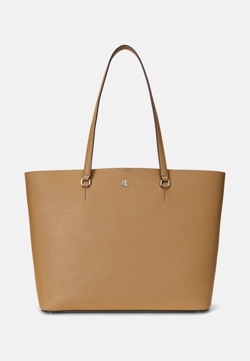 Lauren Ralph Lauren CROSSHATCH LEATHER LARGE KARLY TOTE - Saco de mão - camel