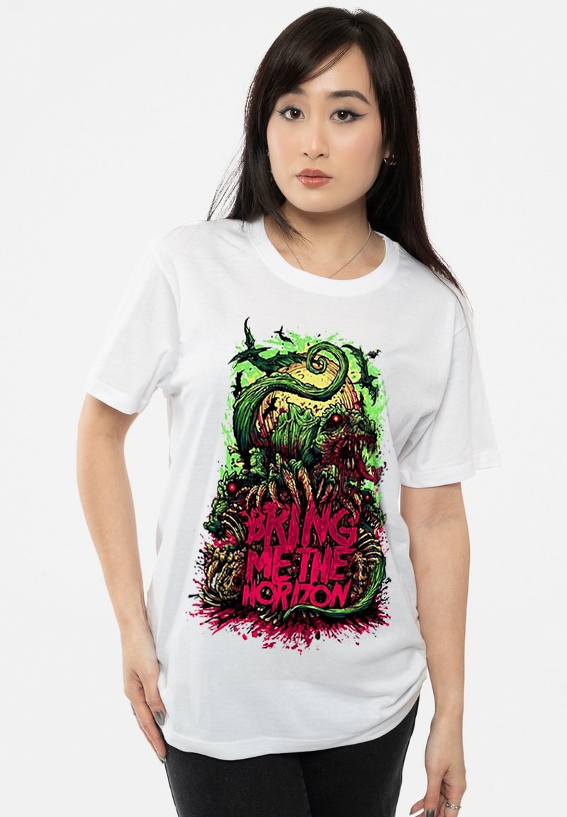 Paradiso Clothing BRING ME THE HORIZON DINOSAUR UNISEX - Print T-shirt - white
