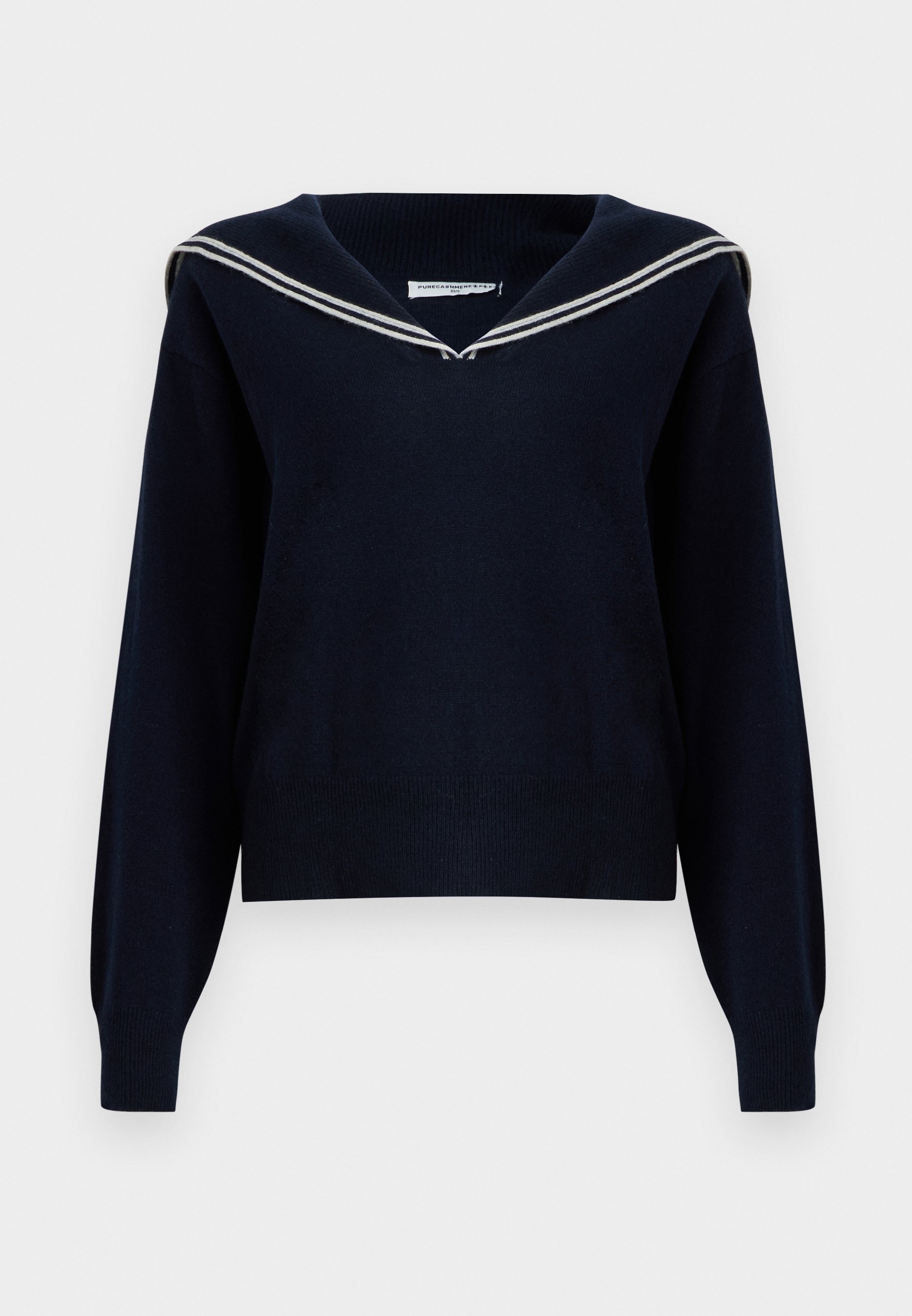 pure cashmere SAILOR COLLAR POINT - Jumper - dark navy/white/dark