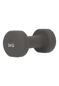 Zwarte 3 kg dumbbell met een matte afwerking, voorzien van afgeronde uiteinden en een centrale gripsectie voor een comfortabele hantering.