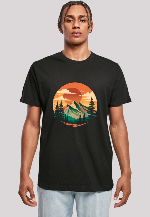 SONNENUNTERGANG BERGLANDSCHAFT - T-Shirt print - schwarz