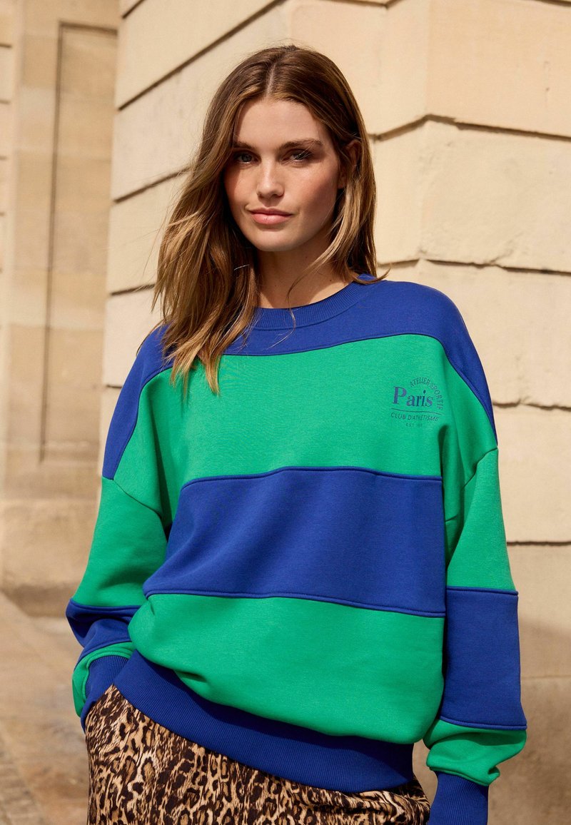 Next RELAXED FIT STRIPE  - Sweatshirt - blue green