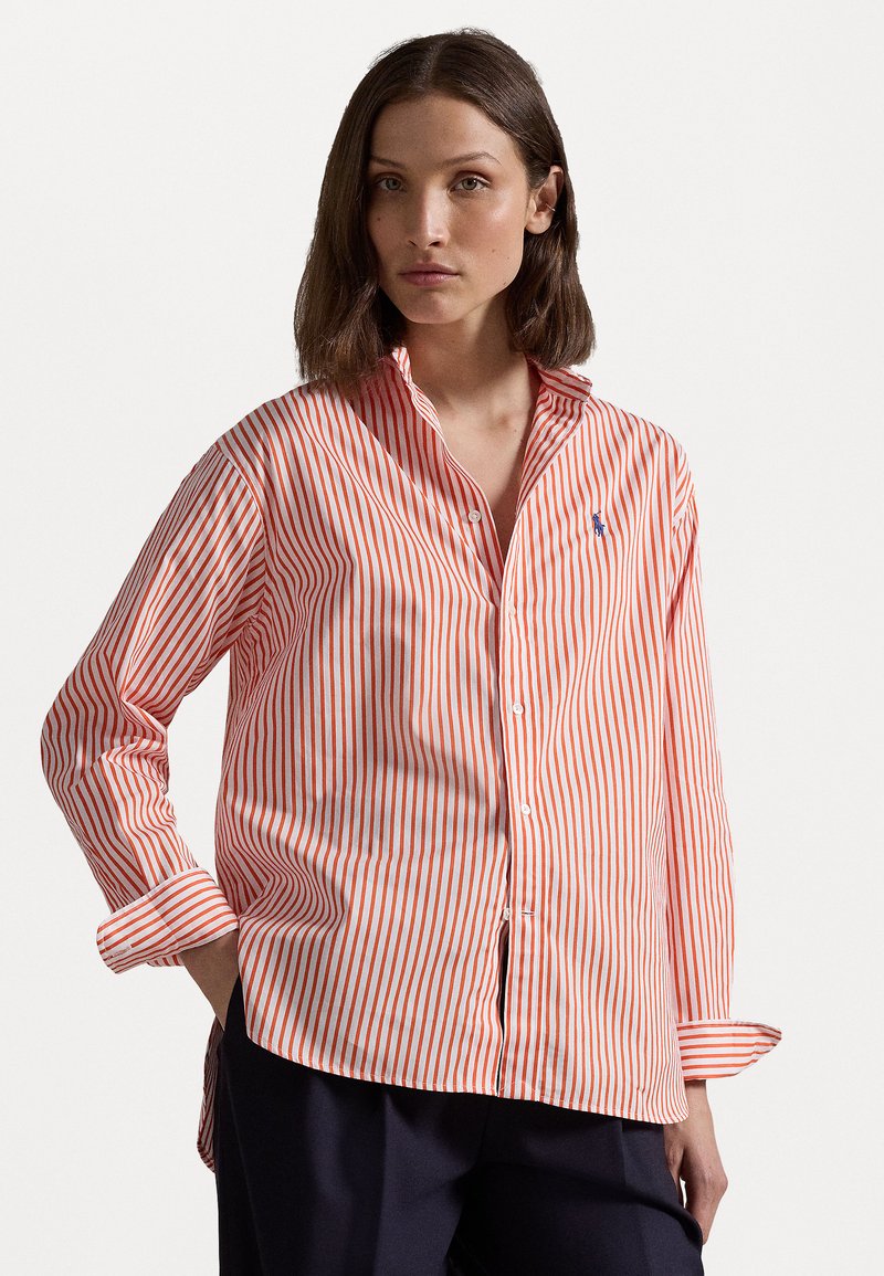 Polo Ralph Lauren RELAXED FIT STRIPED COTTON SHIRT - Bluza z gumbi - white/spring melon