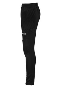 Zwarte sportbroek met gestructureerde, gevoerde accenten op de dijen en knieën, met een elastische tailleband en een gestroomlijnde pasvorm.