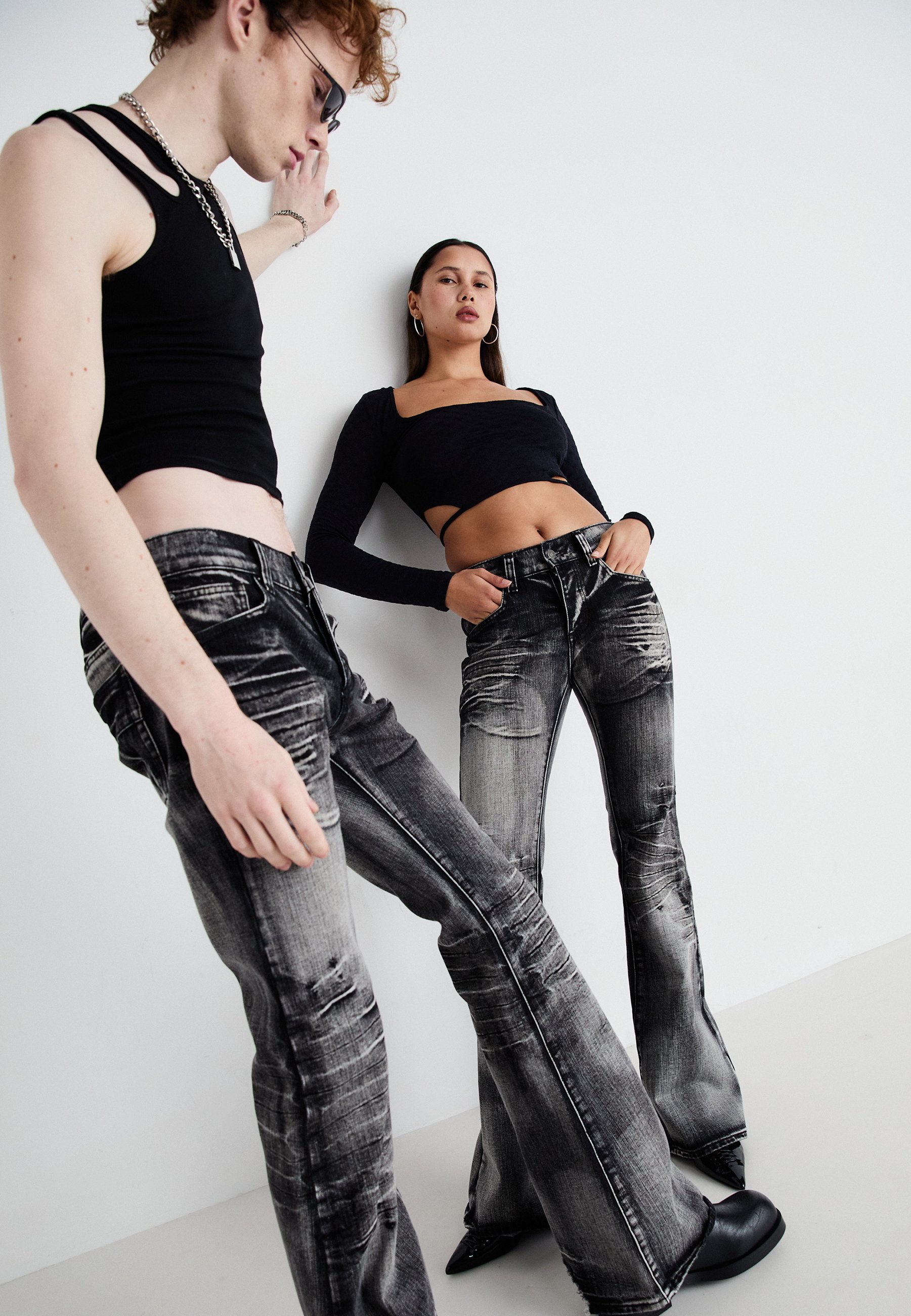 Jaded London FLARED WHISKER UNISEX - Loose Jeans - black - Zalando