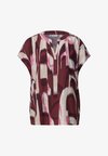 BLOUSENSHIRT WITH SPLIT NECK AND LEO-MUSTER - Blouse - rustic rouge